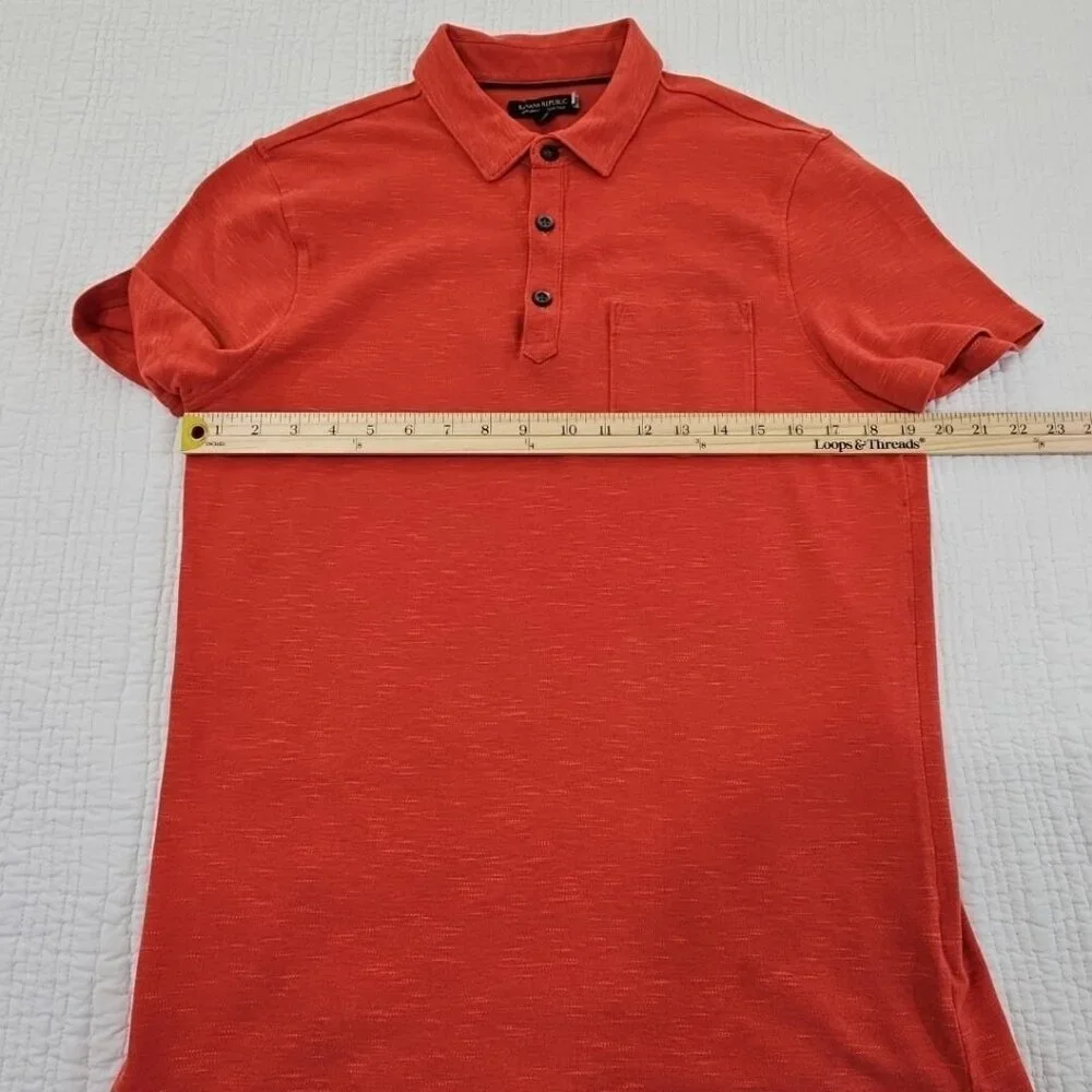 Banana Republic Performance‎ Pique Polo Men's Medium Orange Slubby Cotton EUC LN